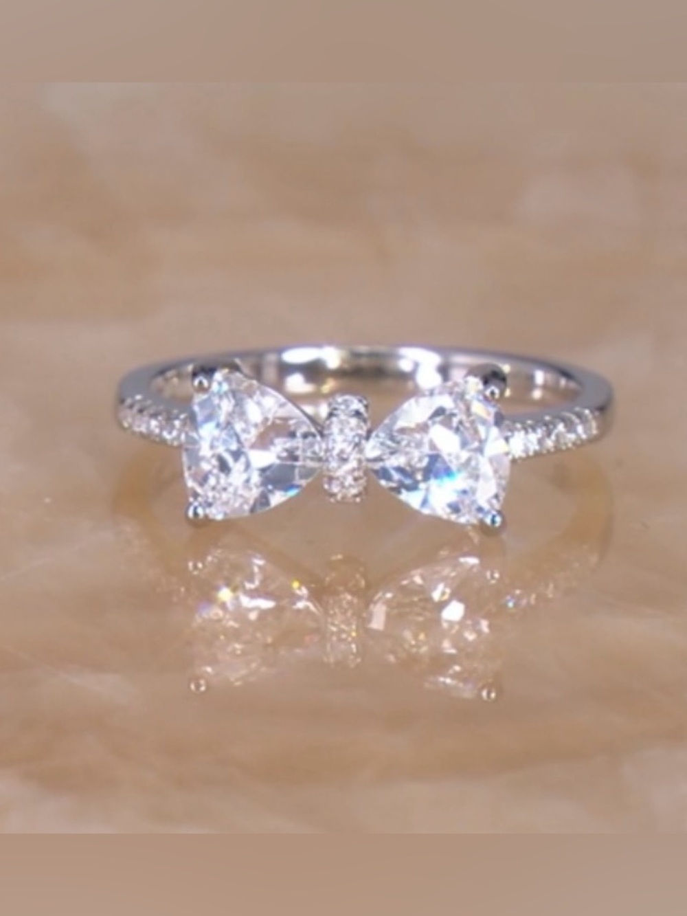 White CZ Sterling Silver Bow Ring